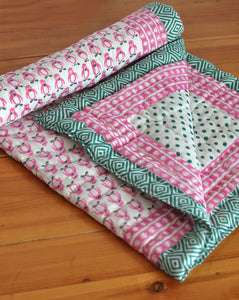 Pink Penguin Polka GOTS Certified Organic Cotton Quilt for Babies/Kids