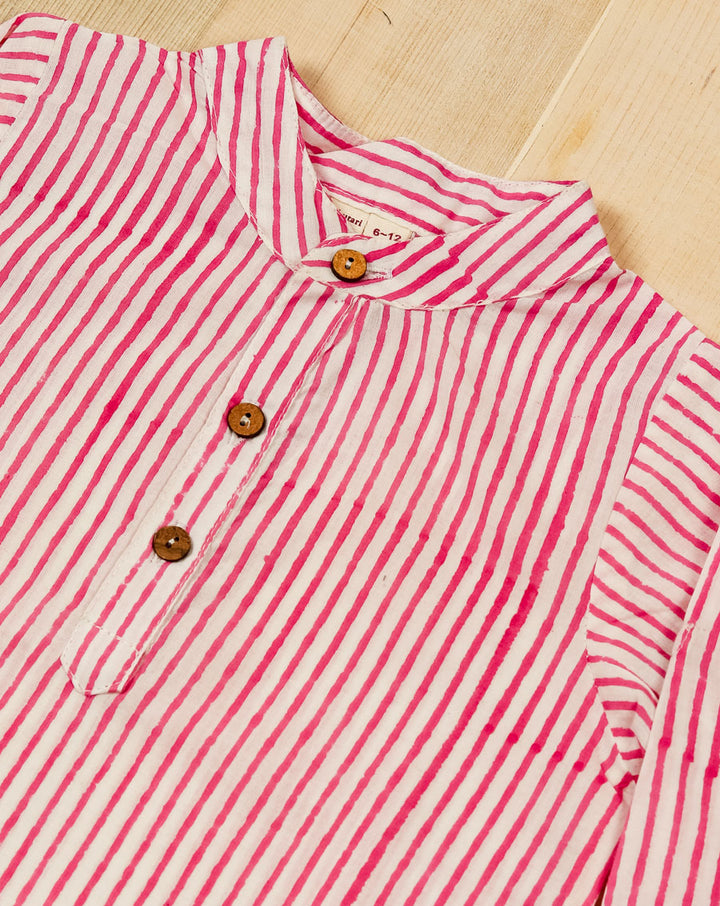 Pink Cotton Kurta Pyjama Set for Kids