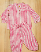 Load image into Gallery viewer, Pink Cotton Kurta Pyjama Set for Kids

