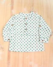 Load image into Gallery viewer, Green Polkas Cotton Kurta Pyjama set for babies
