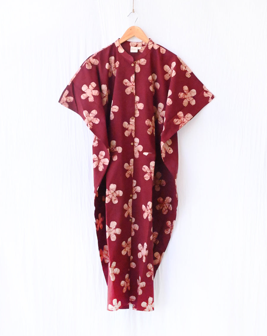 Shahi Batik Hand Block Printed Cotton Kaftan Shirt - Full Length - Minor Defect M22