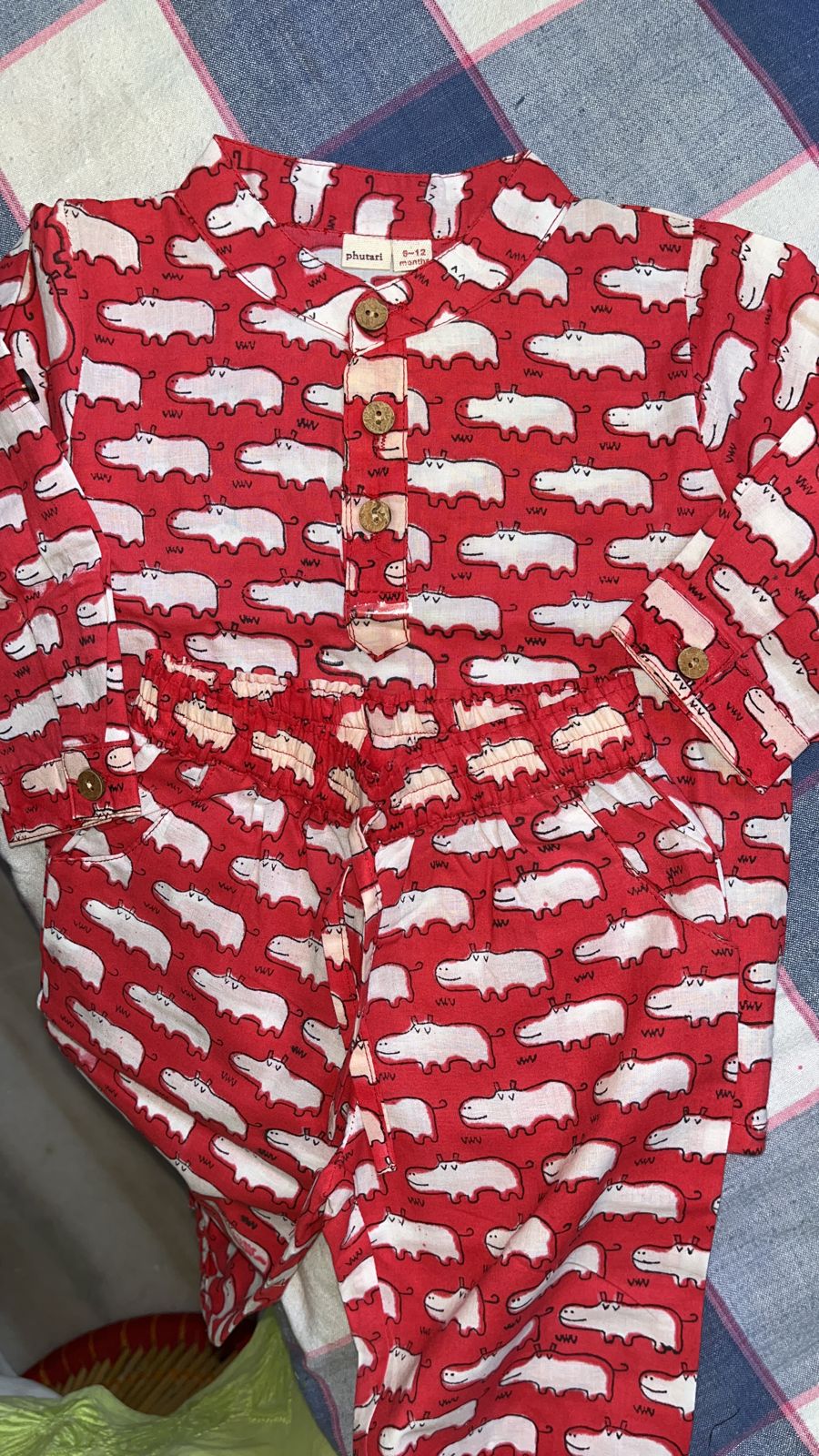 Happy Hippos Cotton Kurta Pyjama Set for Kids - Minor Defect BKP-A6
