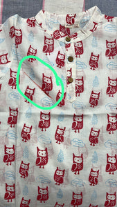 Transistor Owls Cotton Kurta for Kids (3-4 yrs) - Minor Defect BK3
