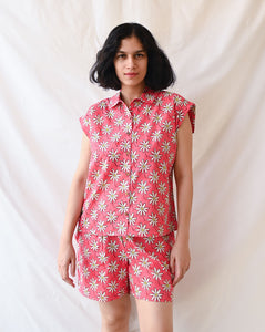 Whoopsie Daisy Shortees - Soft cotton shirt & shorts loungewear set