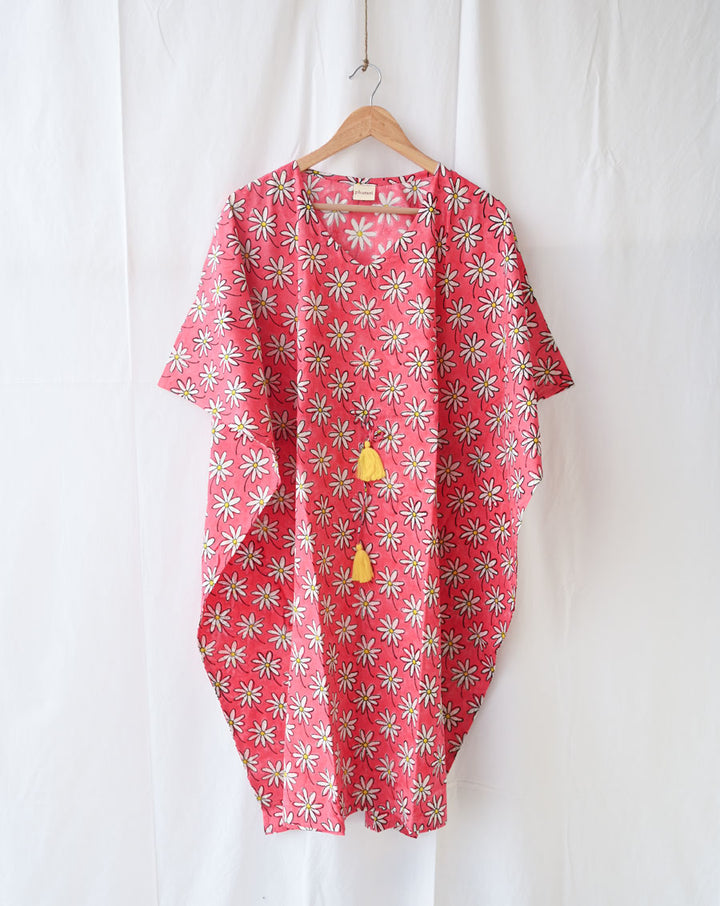 Whoopsie Daisy Hand Block Printed Cotton Kaftan - Midi Length