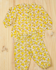 Funky Monkey Cotton Kurta Pyjama Set for Kids