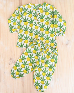 The Yellow Beet-the-Root Cotton Kurta Pyjama Set for Kids