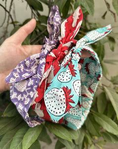 Strawberry-HappyHippos-Kamal - Set of 3 Handcrafted Cotton Bow Hairbands