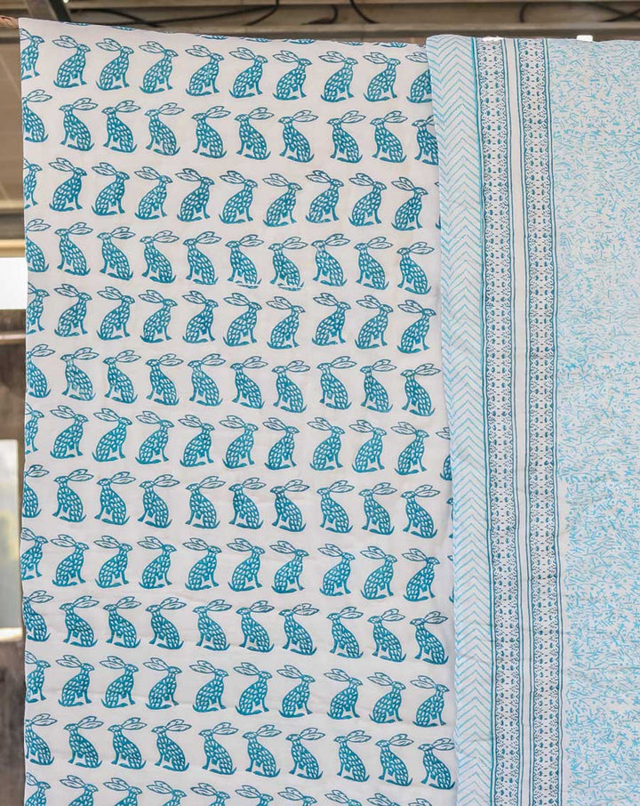 Bunny Hand Block Printed Cotton Quilt - Available only in Double size