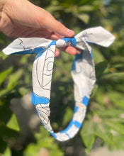 Load image into Gallery viewer, Chehre Blue-Nazar Battu - Set of 2 Handcrafted Cotton Bow Hairbands
