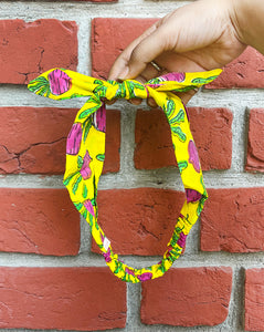 Kuk doo koo- beet the root- Set of 2 Handcrafted Cotton Bow Hairbands