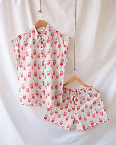 Transistor Owls Shortees - Soft Cotton Loungewear