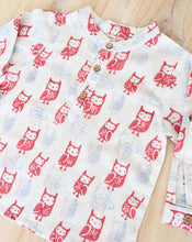 Load image into Gallery viewer, Transistor Owls Cotton Kurta Pyjama Set for Kids
