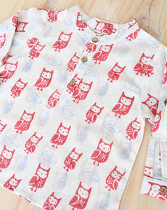 Transistor Owls Cotton Kurta Pyjama Set for Kids