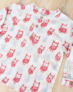 Transistor Owls Cotton Kurta for Kids