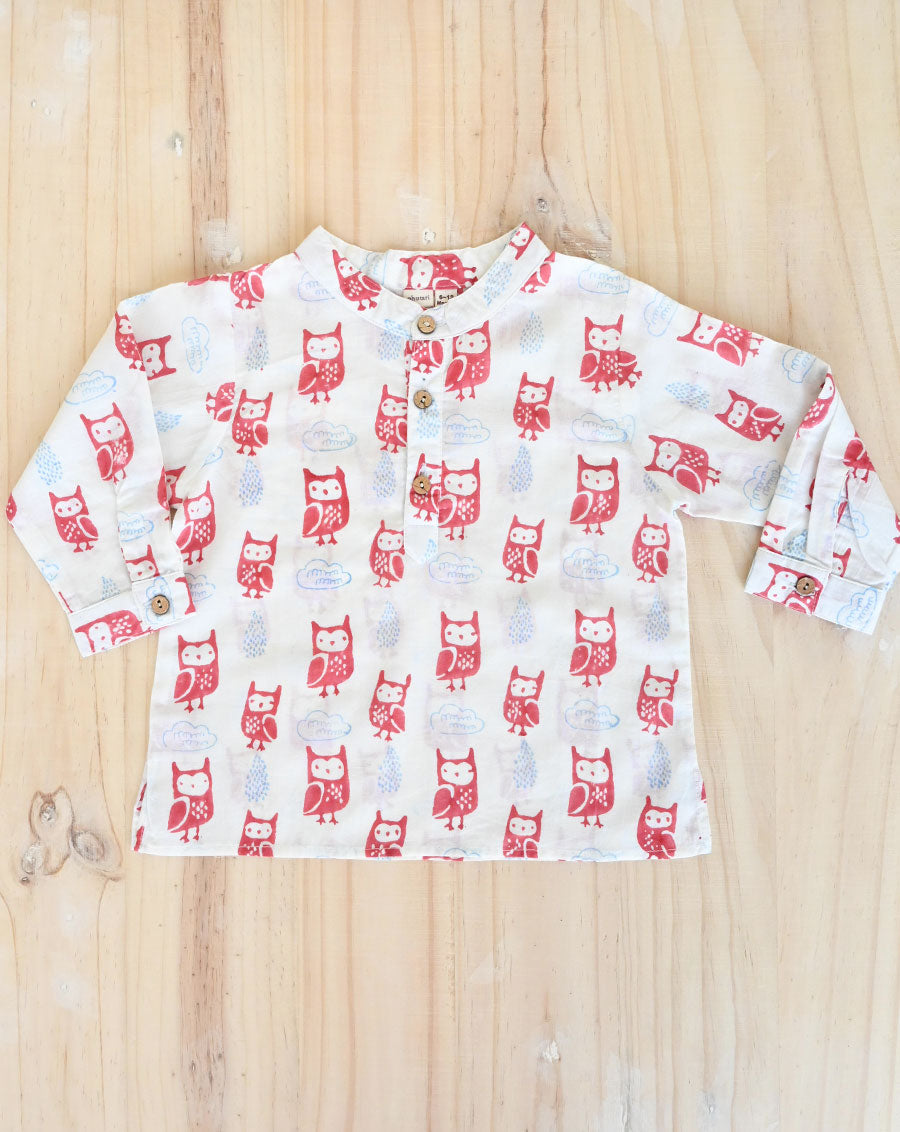 Transistor Owls Cotton Kurta for Kids