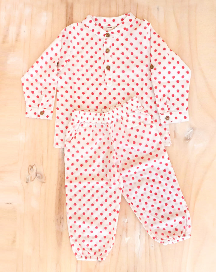 Polkas Cotton Kurta Pyjama set for babies