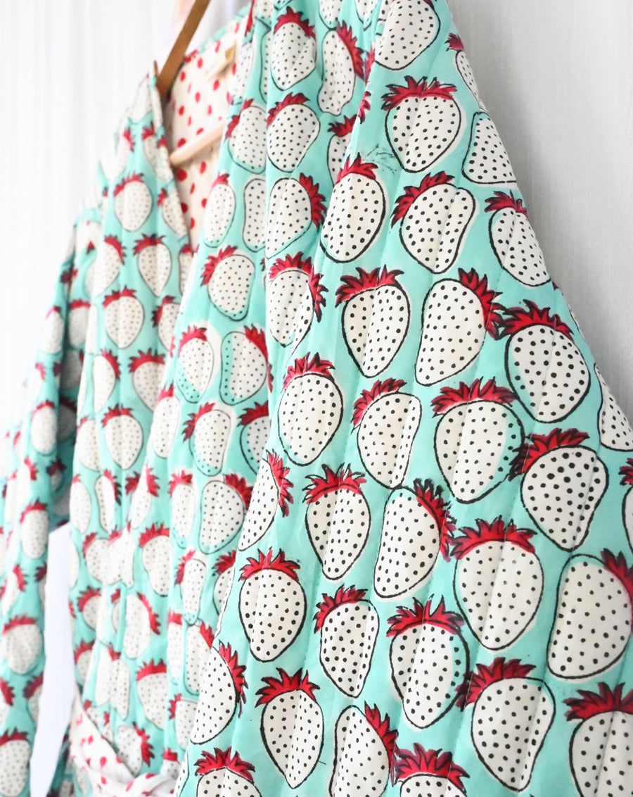 Mint Strawberry Aatam Sukh - Quilted Winter Jacket